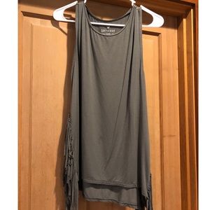 Olive green fringe tank